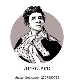 Jean-Paul Marat was a political figure of the French Revolution, a doctor, a radical journalist, and one of the leaders of the Jacobins. Hand drawn vector illustration