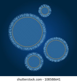 Jeans abstract text bubbles or buttons