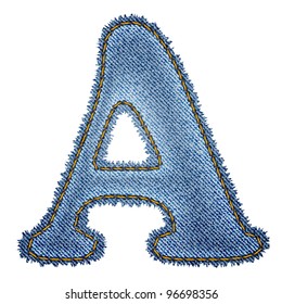 Jeans alphabet. Denim letter A. Vector eps10 background