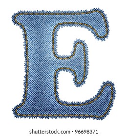 Jeans alphabet. Denim letter E. Vector eps10 background