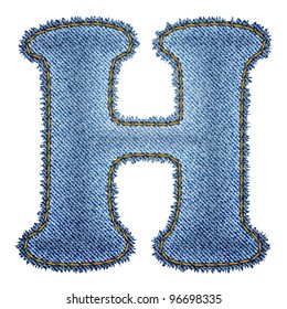 Jeans alphabet. Denim letter H. Vector eps10 background
