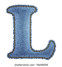 Jeans alphabet. Denim letter L. Vector eps10 background