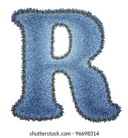 Jeans alphabet. Denim letter R. Vector eps10 background