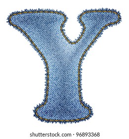 Jeans alphabet. Denim letter Y. Vector eps10 background