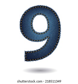 Jeans alphabet letters number 9, Vector illustration modern template design