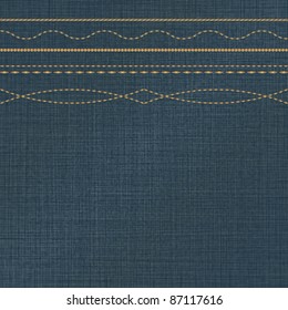 Jeans background with decorative stitches