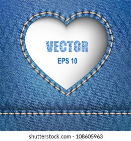 Jeans background. Denim heart.