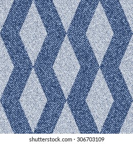 Jeans background with geometric design. Vector Denim seamless pattern. Blue jeans tissue.