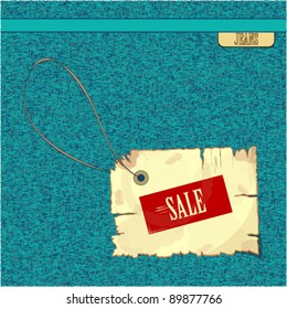 Jeans background with label sale