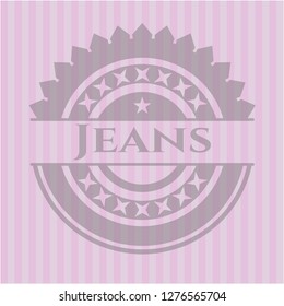 Jeans badge with pink background