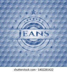 Jeans blue hexagon emblem. Vector Illustration. Detailed.