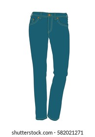 jeans blue realistic vector illustration isolated