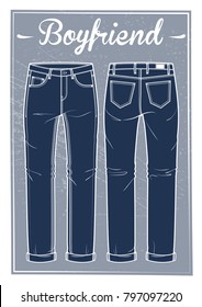 Jeans Boyfriend Fit (front And Back)