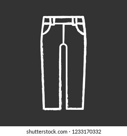 Jeans chalk icons. Pants. Trousers. Casual style. Clothes. Isolated vector chalkboard illustration
