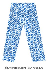 Jeans collage of american dollars. Vector dollar currency icons are united into jeans composition.