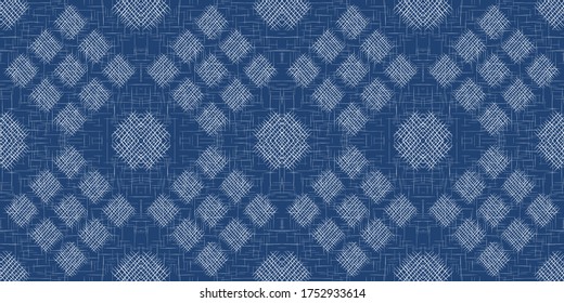 Jeans Cross Graphic Vector Patrón sin inconvenientes. Denim Flannel Check Wallpaper. Fondo Lineal Creativo. Fondo de escritura a mano de camisas azules.