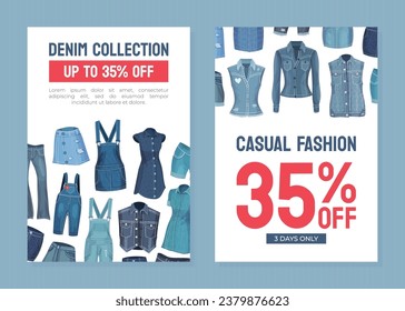 Jeans Denim Clothes Banner Design for Shop Vector Template