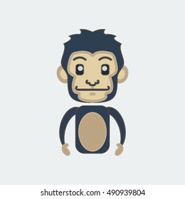 Jeans Denim Style Monkey Character | Editable vector illustration as additional element of web or printed product about animal pet loving care or fashion clothing related project
