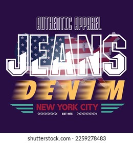 jeans denim tee graphic typography for print t shirt illustration vector art
