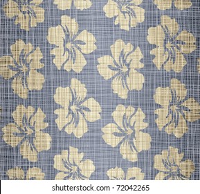 Jeans fabric with drawing flowers