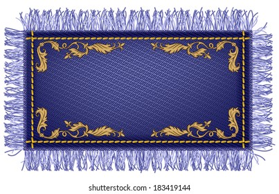 Jeans fabric with fringe and floral ornament