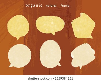 Jeans fabric speech bubble frame set Stylish fashion vector illustration material Yellow and beige Wood grain background