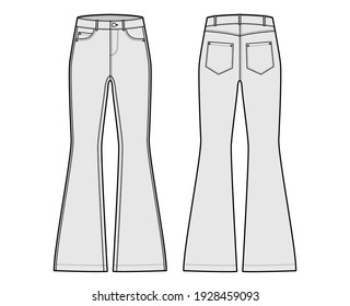 Jeans Flared Bottom Denim Pants Technical Stock Vector Royalty Free