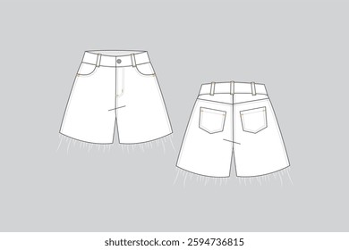 Jeans Frayed Denim Shorts Vector