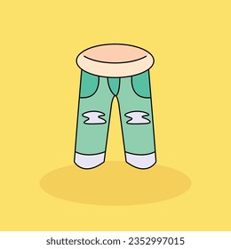 Jeans Gratis vectorial caricatura Icono ilustración.Diseño de moda Señales y Textos concepto aislado. estilo de dibujos animados planos