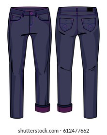 Jeans Front Back View Stock Vector (Royalty Free) 612477662 | Shutterstock