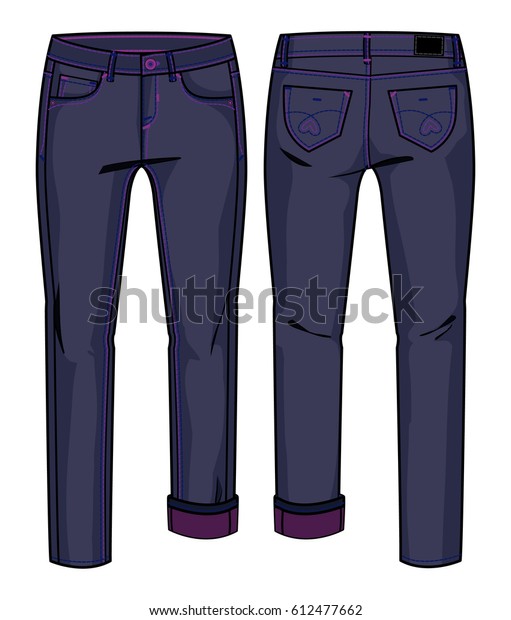 Jeans Front Back View Stock Vector (Royalty Free) 612477662 | Shutterstock