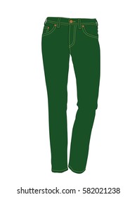 jeans green realistic vector illustration isolated