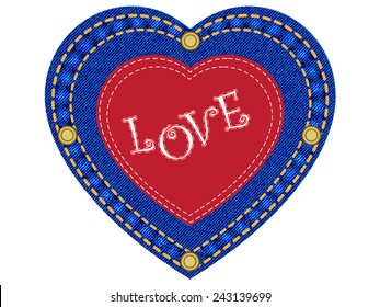  Jeans heart red love.Vector