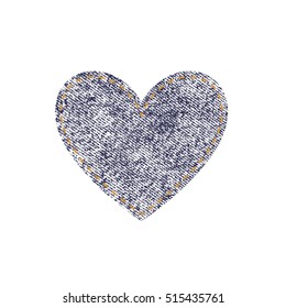 Jeans heart. Vector Jeans heart isolated on a white background.