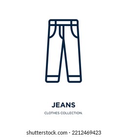 jeans icon from clothes collection. Thin linear jeans, pants, collection outline icon isolated on white background. Line vector jeans sign, symbol for web and mobile