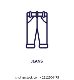 jeans icon from clothes collection. Thin linear jeans, pants, underwear outline icon isolated on white background. Line vector jeans sign, symbol for web and mobile