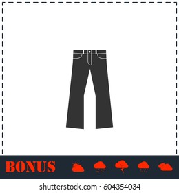 Jeans icon flat. Simple vector symbol and bonus icon