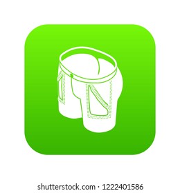 Jeans icon green vector isolated on white background