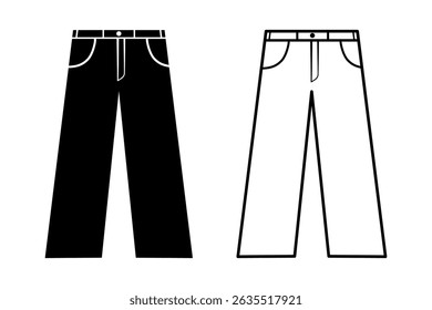 Ícone de calça jeans, ícone de calça, design de ilustração vetorial.