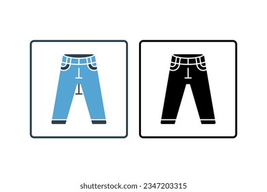 Jeans Icon. Icon related to clothes icon set. solid icon style. Simple vector design editable