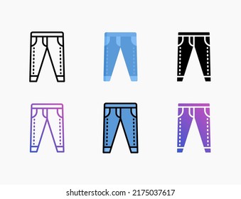 Jeans icon set and line  outline  flat  filled  glyph  color  gradient  Editable stroke   pixel perfect  Can be used for digital product  presentation  print design   more 