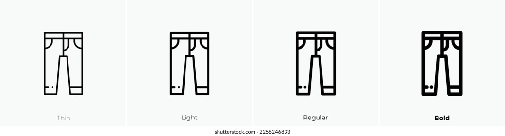 icono de jeans. Diseño delgado, ligero y audaz aislado en un fondo blanco