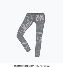 Jeans icon. Typography. Vintage vector illustration. 