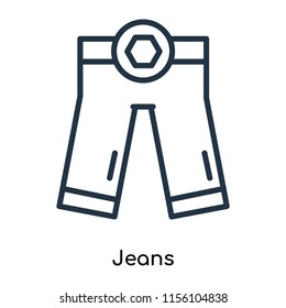 Jeans icon vector isolated on white background, Jeans transparent sign , thin symbols or lined elements in outline style
