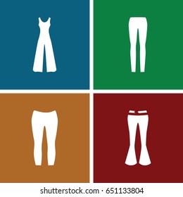 Jeans icons set. set of 4 jeans filled icons such as woman pants