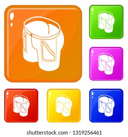 Jeans icons set collection vector 6 color isolated on white background