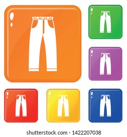 Jeans icons set collection vector 6 color isolated on white background