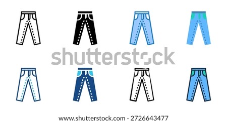 Jeans icons set multiple style collection. Editable stroke 

