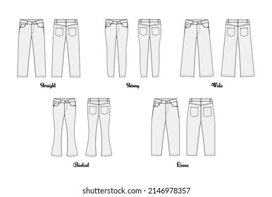 Jeans Illustration Template Set Various Shapes Stock Vector (Royalty ...