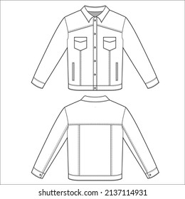 Jeans Jacket Outline Sketch Vector Stock Vector (Royalty Free ...